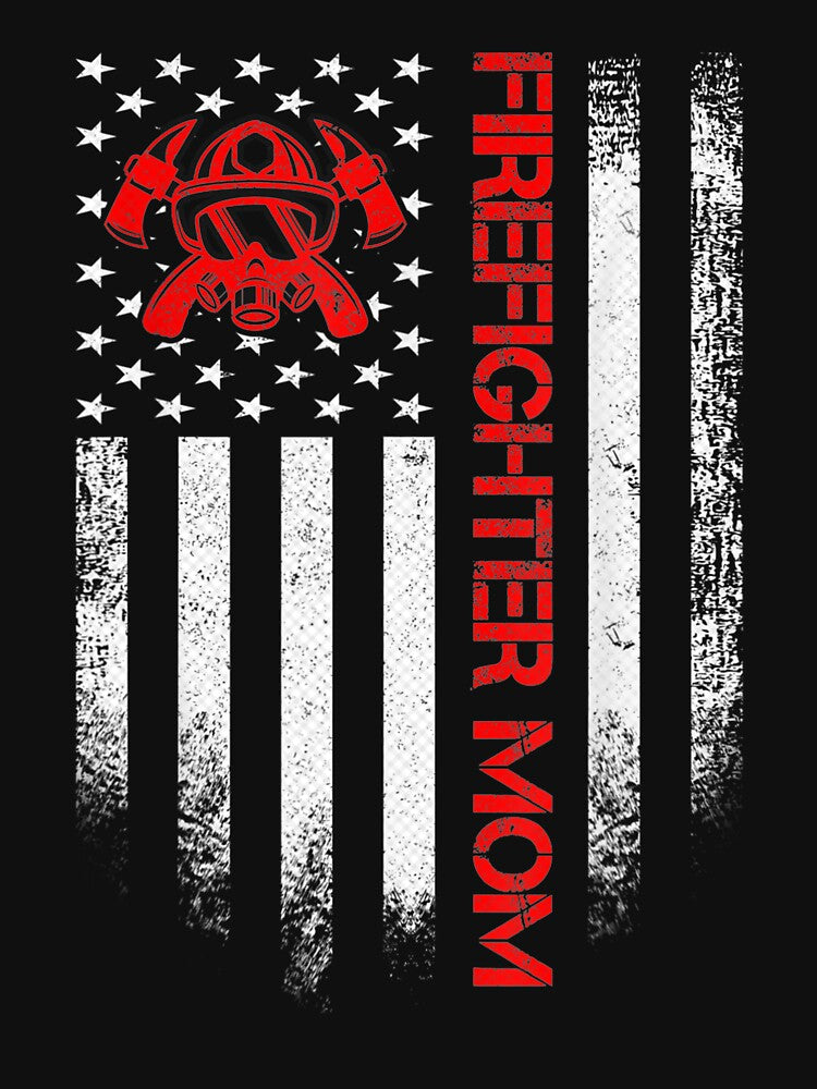 Vintage Usa American Flag Firefighter Mom Silhouette Funny Gift by venitamara