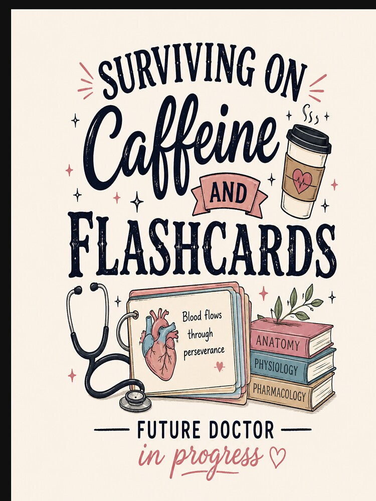 Surviving on Caffeine and flashcards Future Doctor in Progress  Classic T-Shirt Medical Students by Lulu Shop