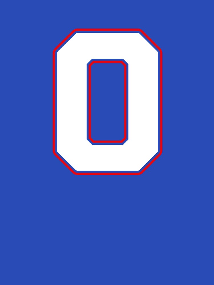 Jersey Number 0 / Player Shirt Number Zero (White with Red Outline) by STUDIO-72