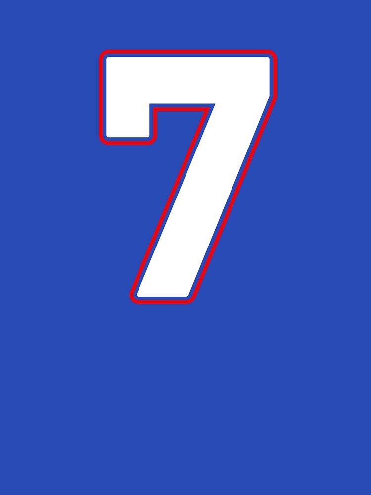 Jersey Number 7 / Player Shirt Number Seven (White with Red Outline) by STUDIO-72