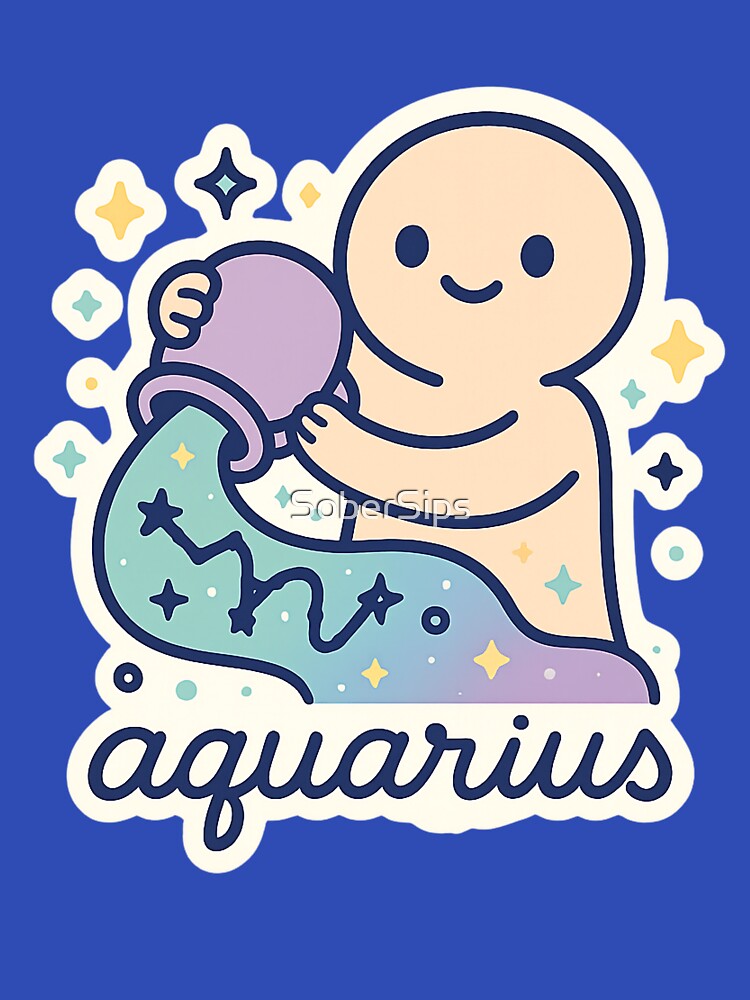 Aquarius Sticker • Cute Pastel Kawaii Zodiac PNG — SoberSips by SoberSips