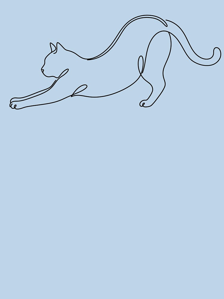 Minimalist Continuous Line Art Stretching Cat by TeNovaStudio