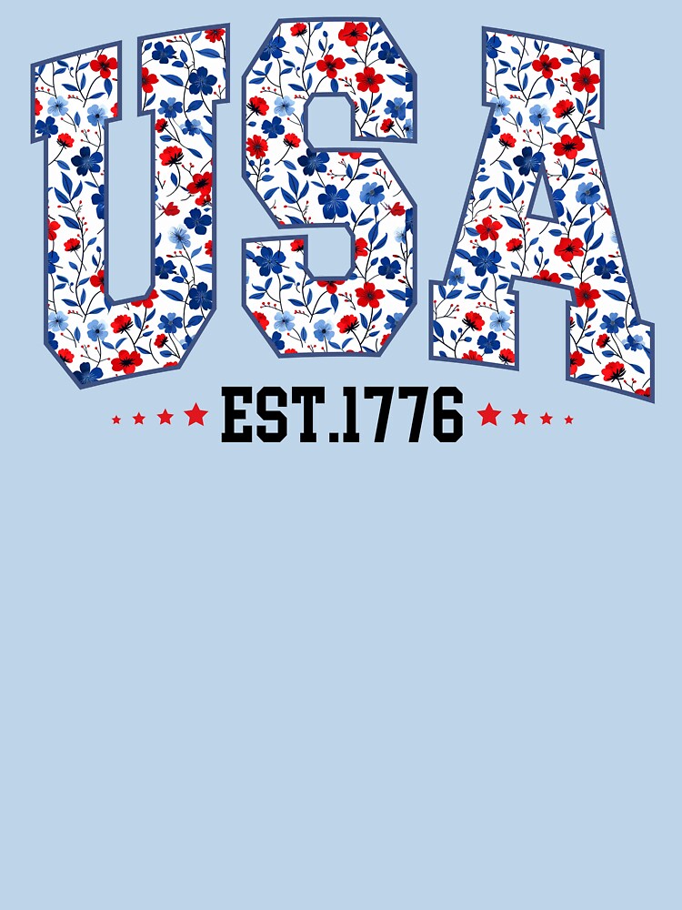 USA 1776 Freedom Shirt Womens American Flag Floral Patriotic Tee for Woman 250th Anniversary Independence Day Vintage Style by LessIsLoud