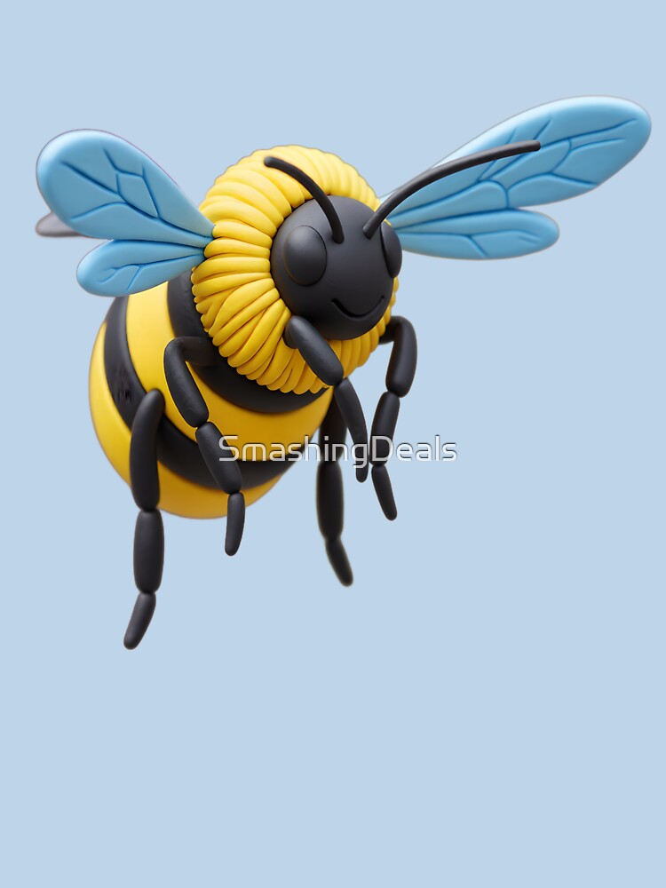 Happy bee in flight colorful cartoon bee design by SmashingDeals