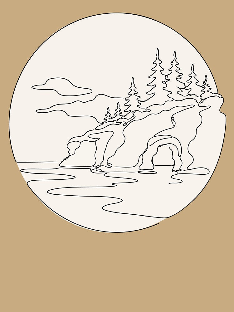 Pictured Rocks National Lakeshore Continuous Line Art | Modern One Line Drawing | Minimalist Michigan Wall Art by Nubrixa-Studio