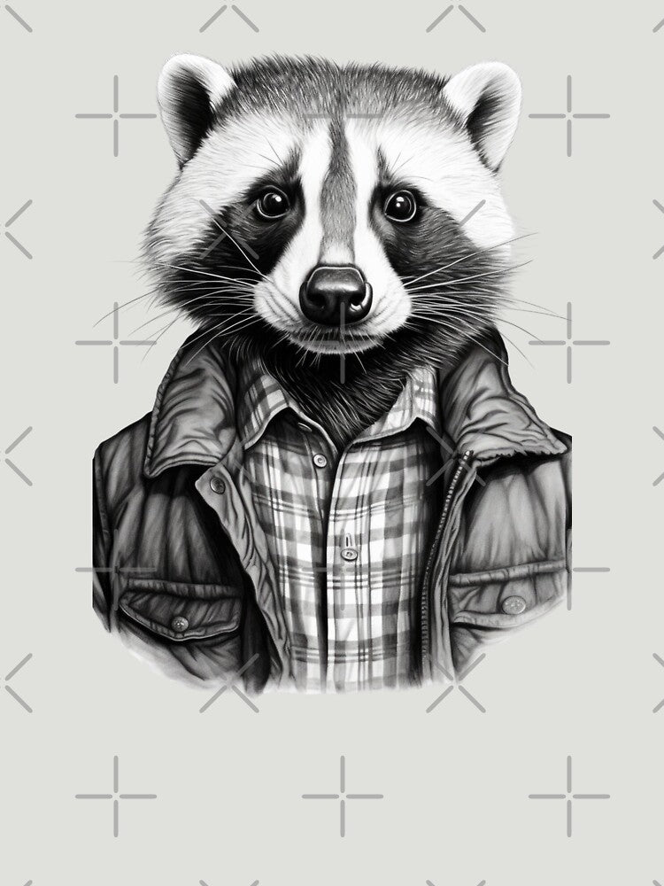 Badger with leather jacket by Toms Tee