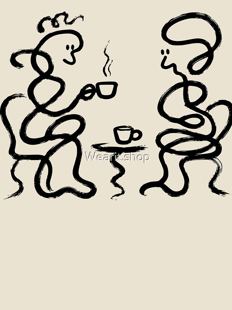 Coffee Conversation Line Art by Wearit.shop