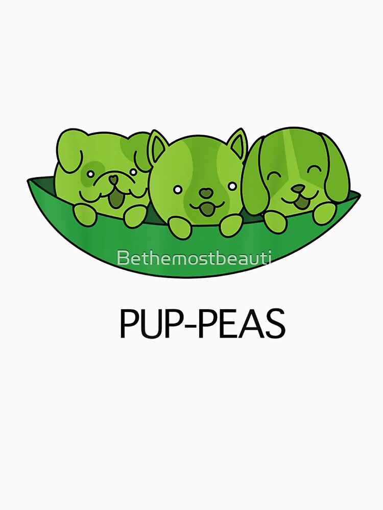 Pup-peas: Design with peas disguised as puppies in a shell by Bethemostbeauti