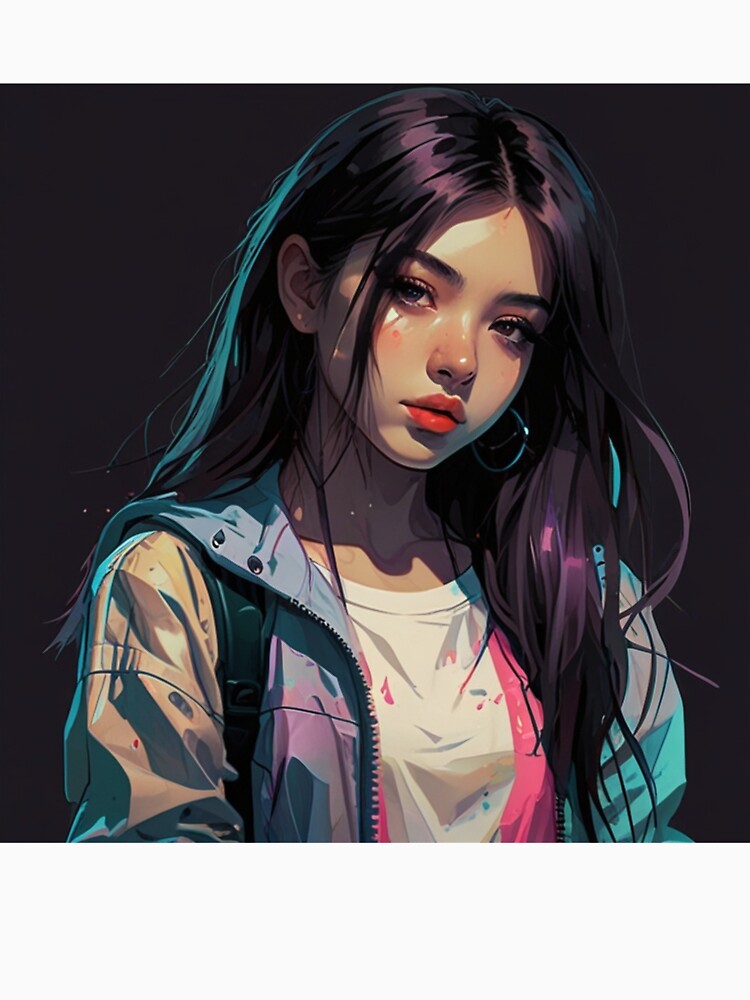 Cyberpop Colorful Anime Girl Poster | Dark Cyberpunk Anime Design by Joy-boy-op