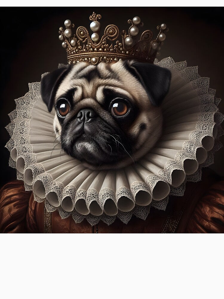 Royal dog with pearl crown - Majestic art by davidromapixel
