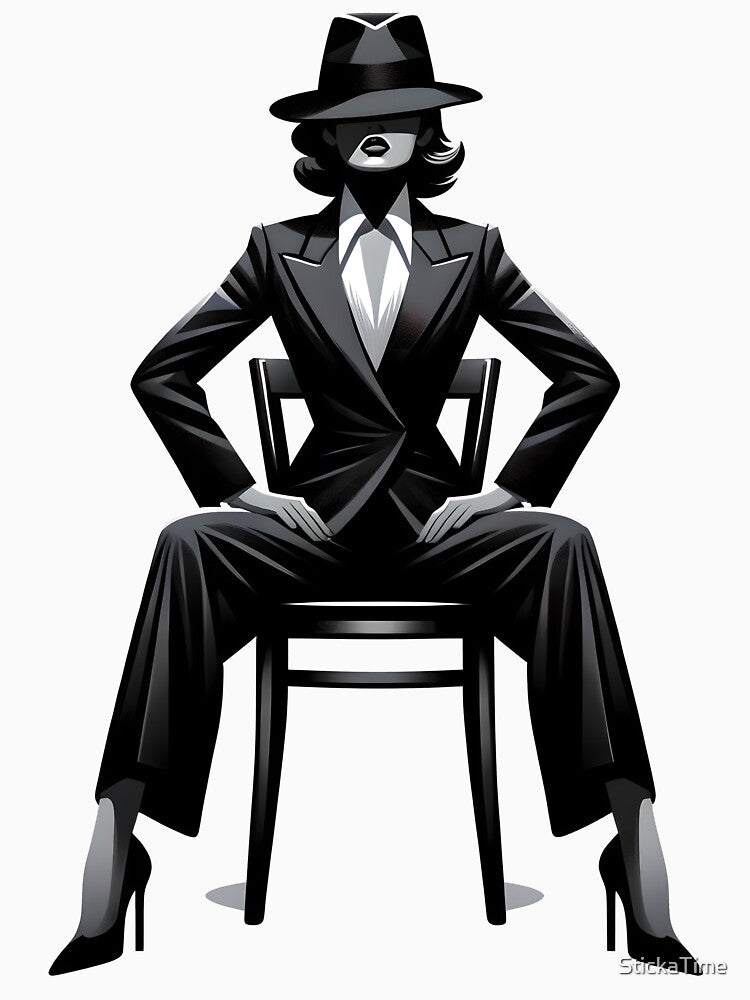Black and white Gangster Woman by StickaTime
