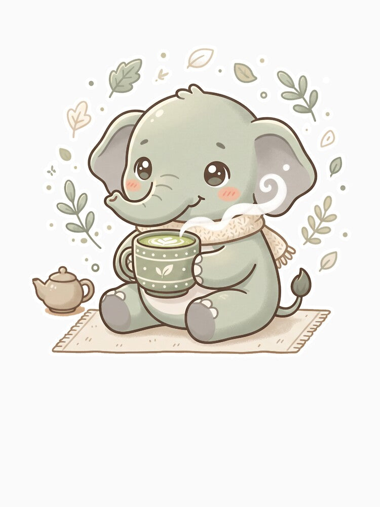 A Cute Elephant - Matcha Latte Pastel Sage Green by DigitfanStudio