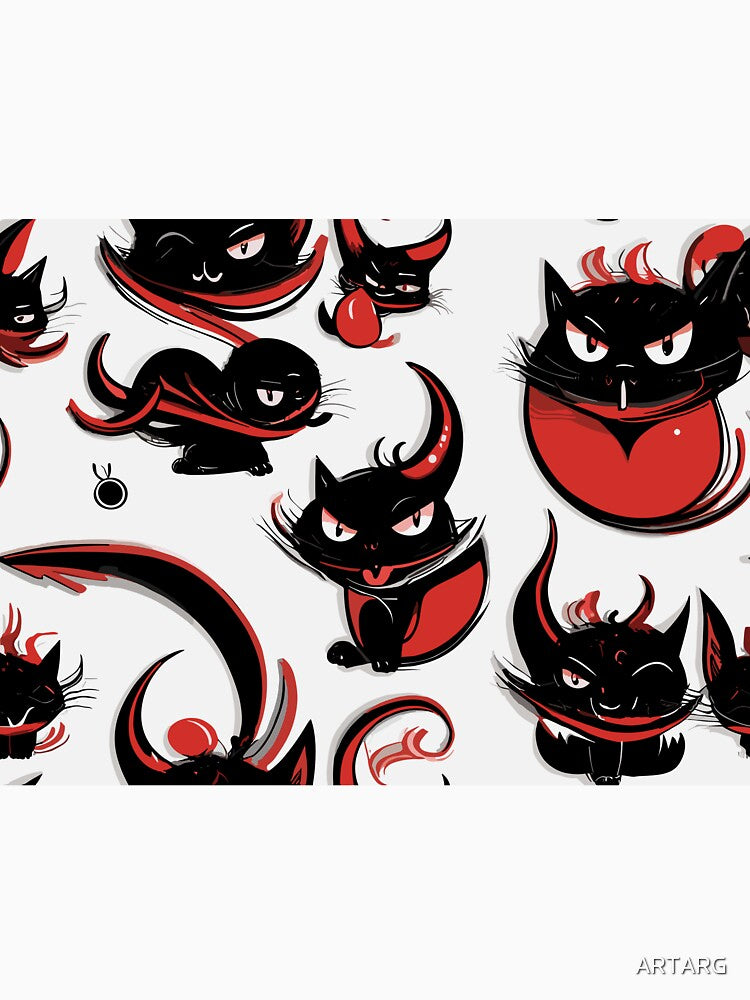 Black and red cats for Print on demand POD MUG t shirt by ARTARG