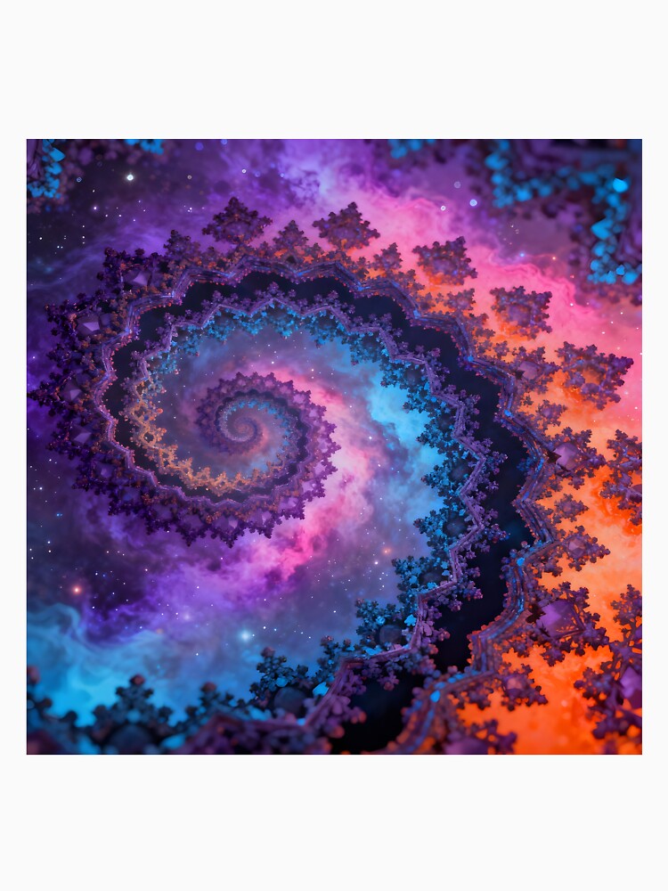 Galactic Fractal Spiral 8K | Aesthetic Neon Nebula Space Art | High-Res Cosmic Infinity Design by Badis  Mardessi
