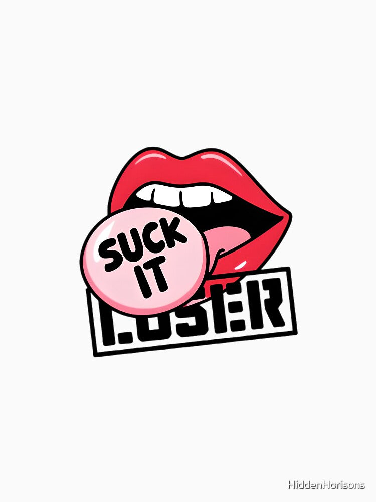 Bold Retro "Suck It" Lips Design Sticker | Funny and Edgy Graphic by HiddenHorisons