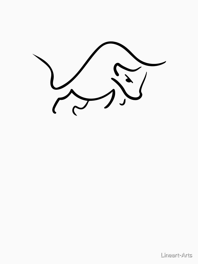 Bull Line Art - Wall Street Minimalist by Lineart-Arts