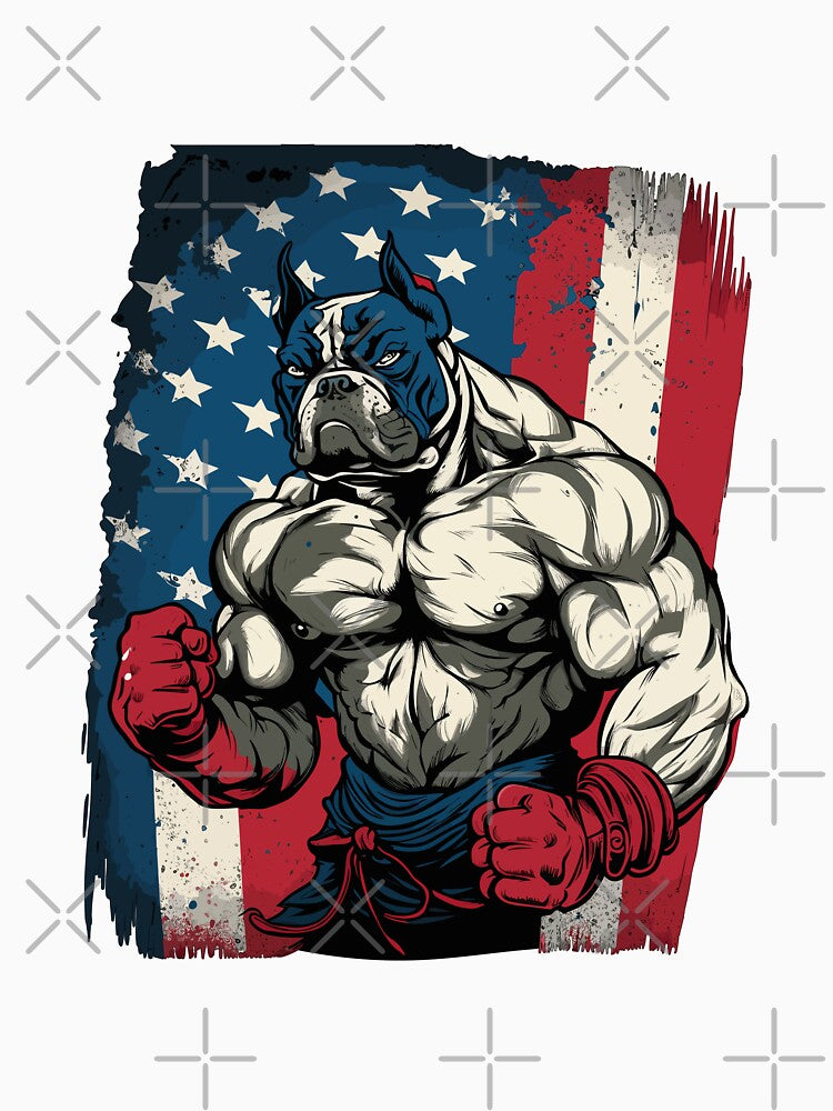 Patriotic Boxing Dog - American Flag Inspired Art Print by QualityQuest