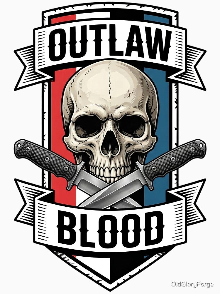 Outlaw Blood Skull & Knives Patriotic Shield by OldGloryForge