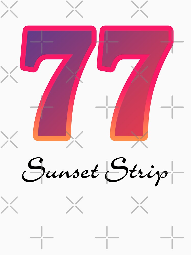 77 Sunset Strip Pink Gradient T-Shirt – Bold Typography California – Y2K Aesthetic Women – Retro Pink Fashion Gift by VG FASHION DESIGNS
