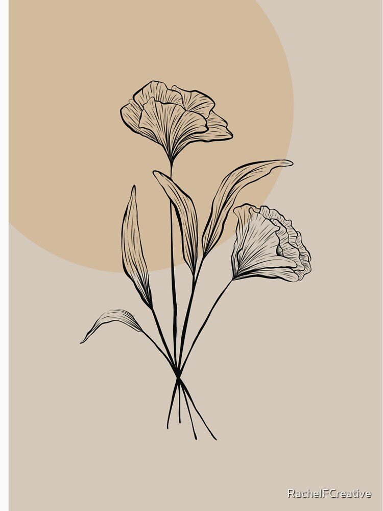 Wildflower Boho Line Art | Elegant Flowers | by RachelFCreative