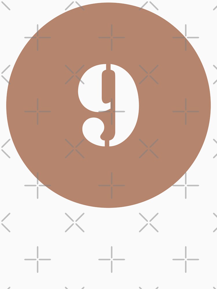 Number Nine (9) Earth Tone Brown Circle by Ching Teoh