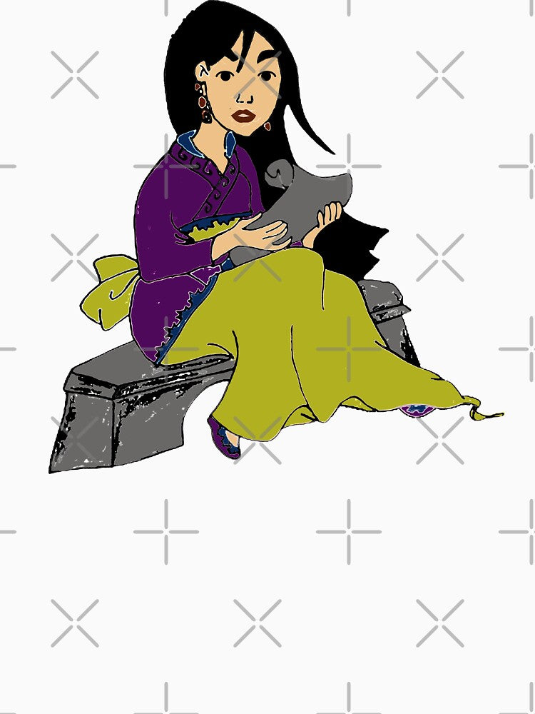 Beautiful girl reads a message design by storefunnypets