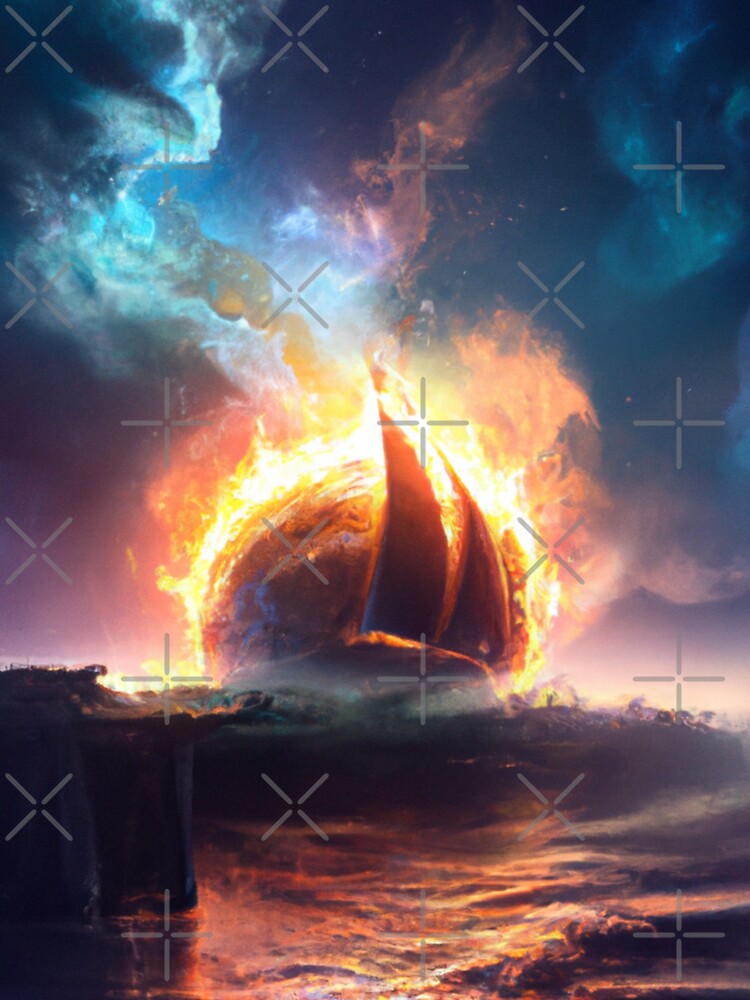 Serene Night on the Cosmic Ocean - A Voyage Through the Burning Cosmos by WBP Mart