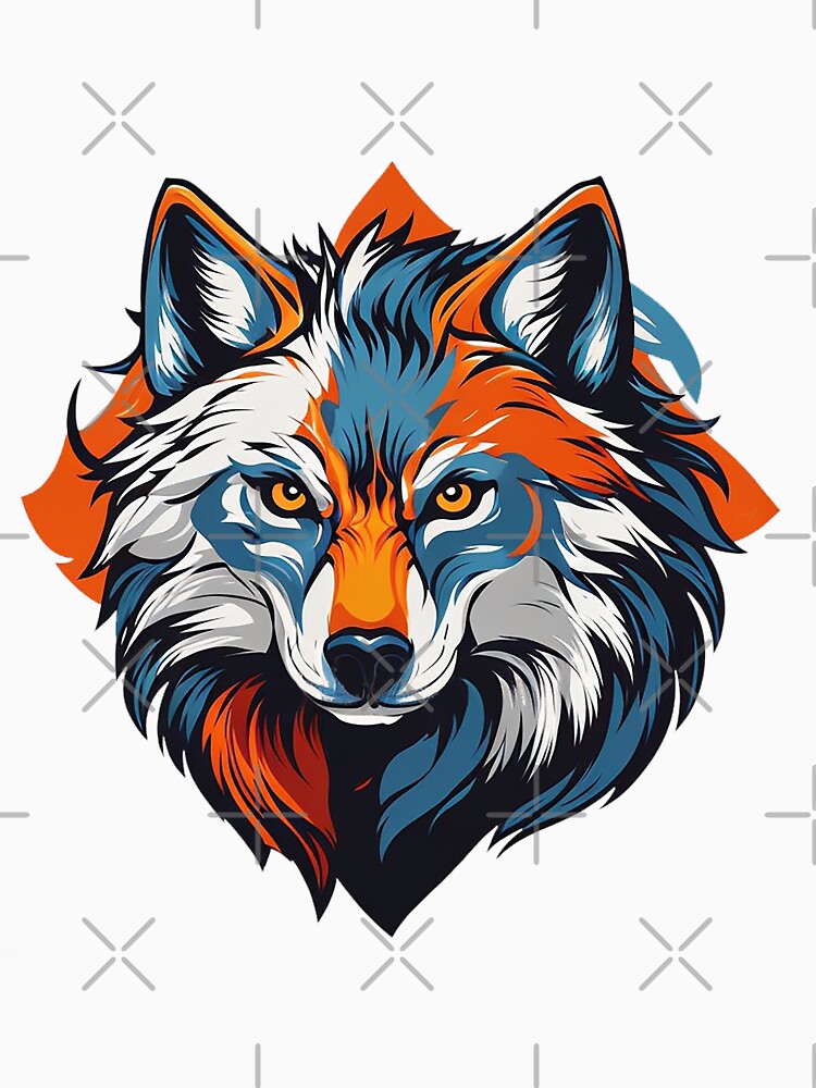 Blue and Orange Vector Style Wolf Logo by NordicBadger
