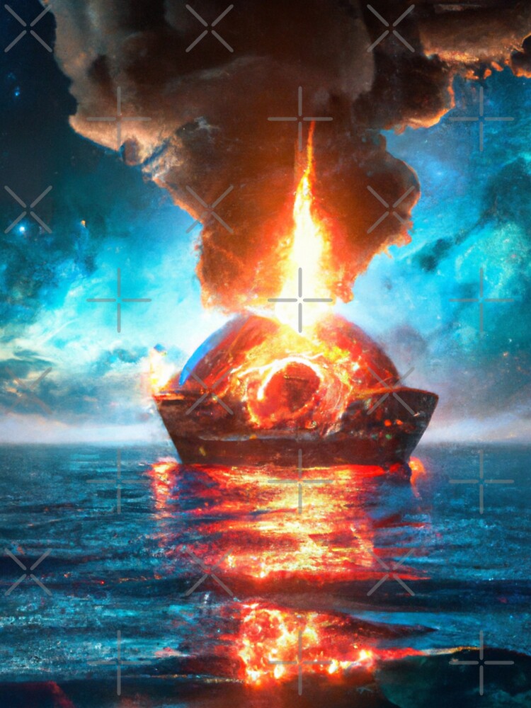 A Boat's Eye View of the Burning Cosmos - Ocean Voyage Through the Burning Universe by WBP Mart
