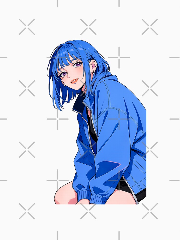 Blue Hoodie Girl Urban Street Style by Ministickertime