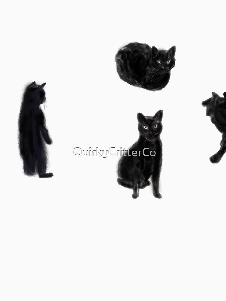 Black Cat Sticker Pack by QuirkyCritterCo