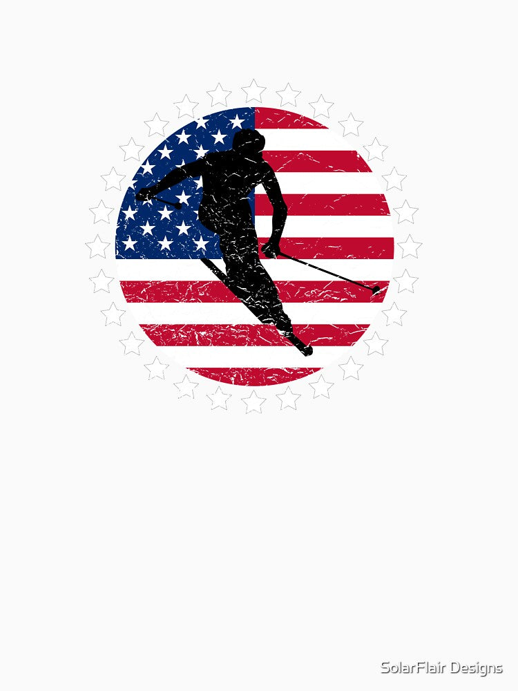 Patriotic Downhill Skiing Gifts - Snow Skiing T Shirts and Accessories by SolarFlair Designs