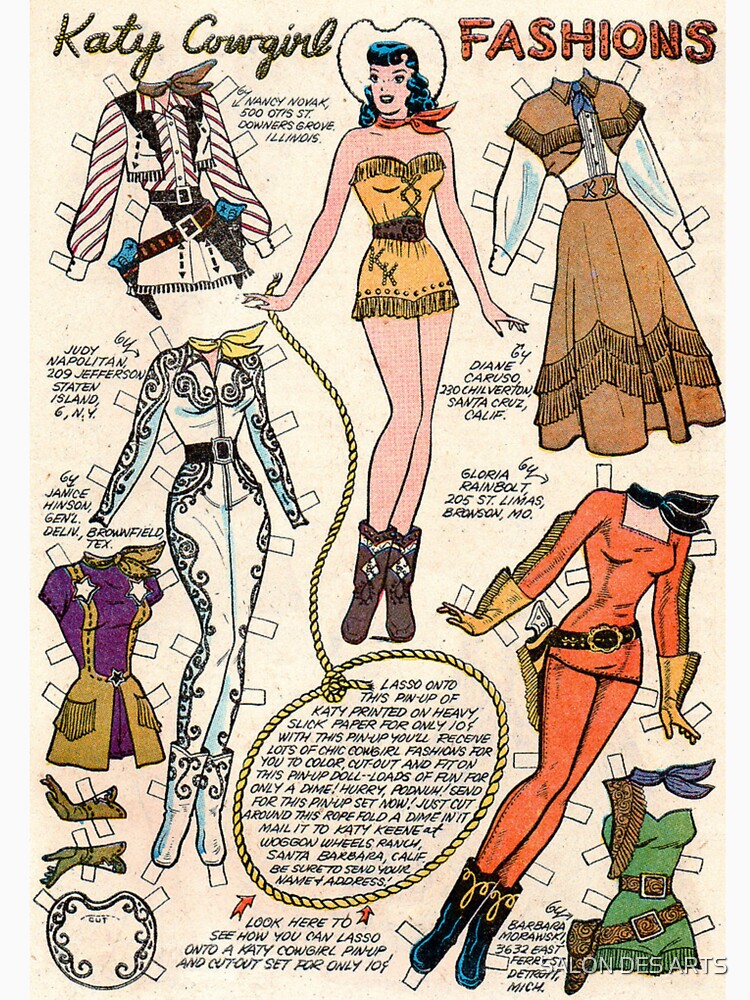 Katy Cowgirl Fashions (1956) - Vintage Paper Doll by SALON DES ARTS