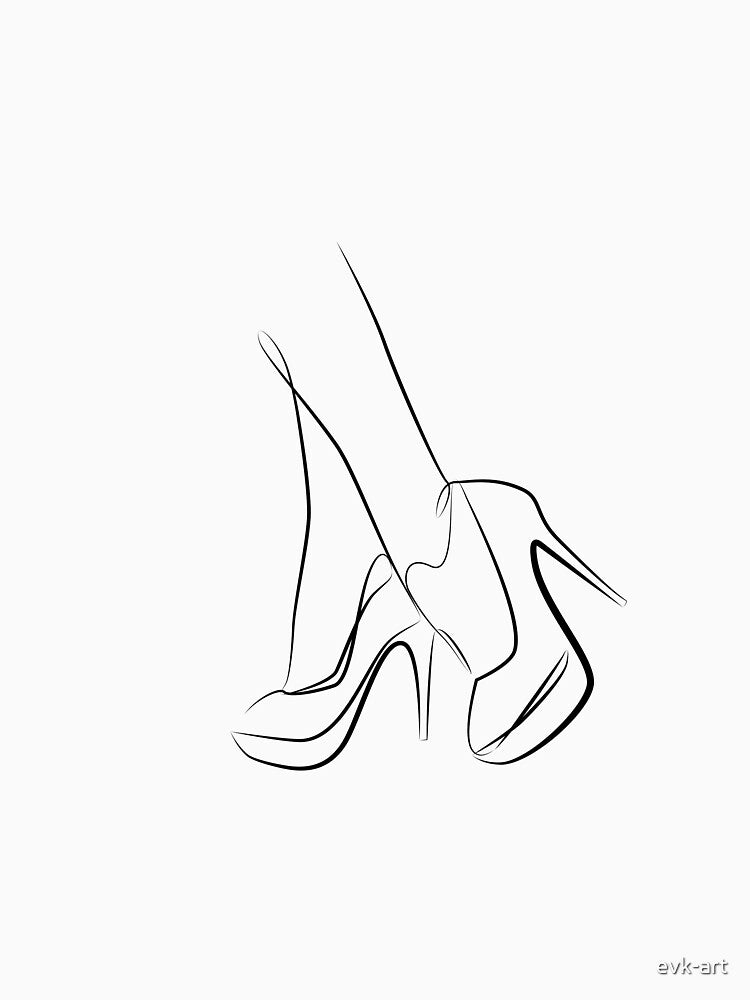 Woman high heels minimalist lineart by evk-art