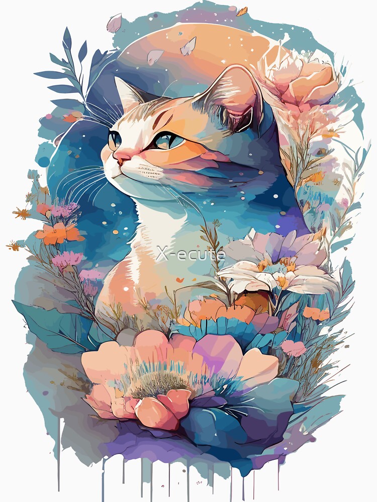 Cat pet tomcat shirt design gift idea children daughter mother gift wall art by X-ecute