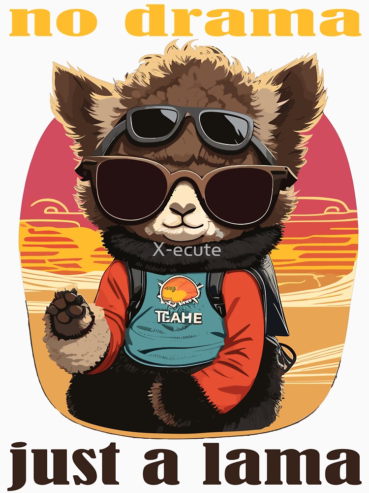llama drama t-shirt design gift idea for children birthday party summer shirt by X-ecute
