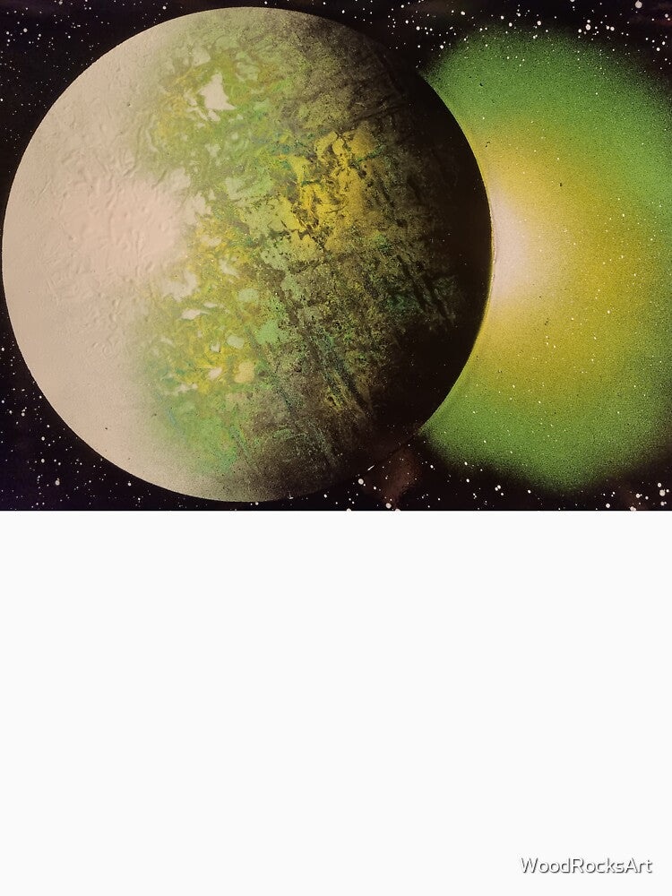 Spray paint art green planet by WoodRocksArt