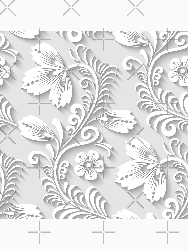 3d Floral White Ornament by Ross-Sergey