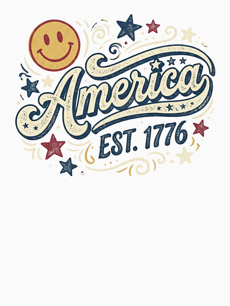 Retro America Est 1776 – Patriotic Smiley Face Design by PlumArtDesign