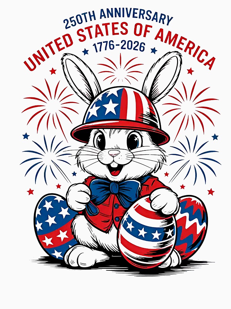Patriotic Bunny Shirt, USA 250th Anniversary Celebration by MutzelArts