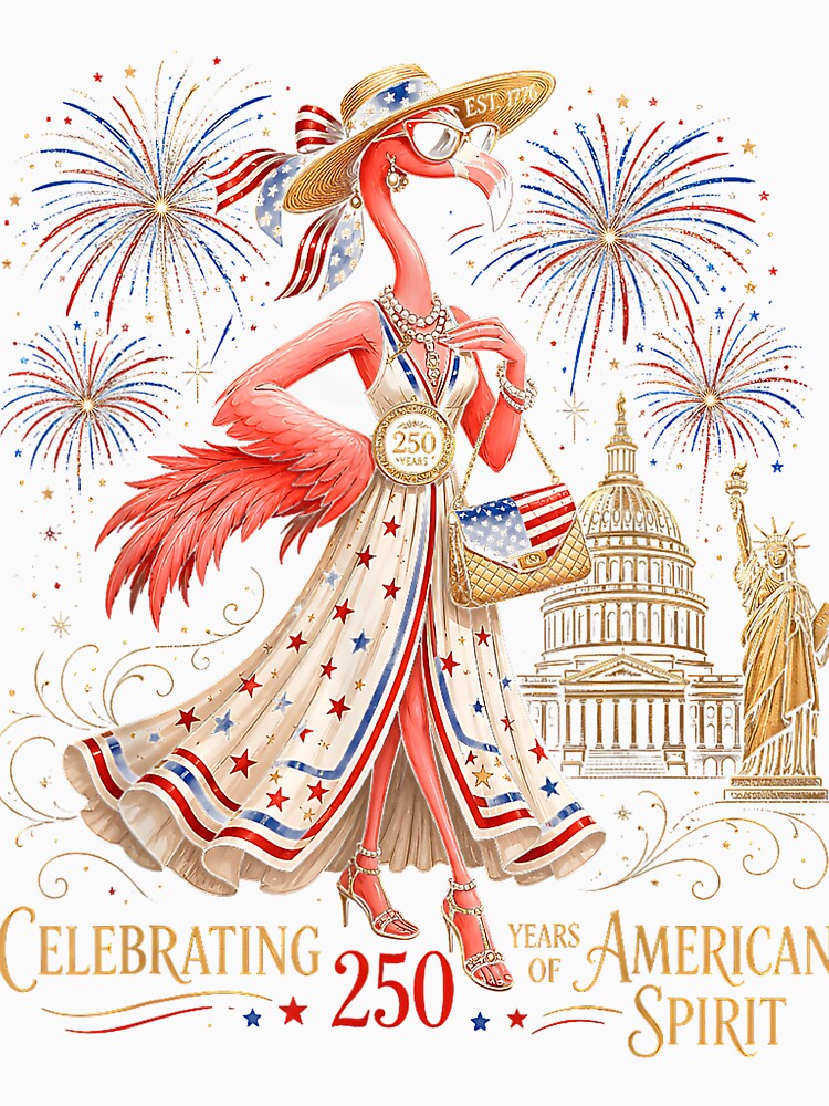 Patriotic Flamingo 250 Years Celebrating American Spirit by meilcannb