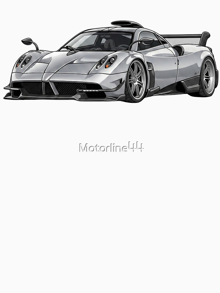 Pagani Huayra BC Silver Custom Stance Hypercar Illustration Art Sticker by Motorline44
