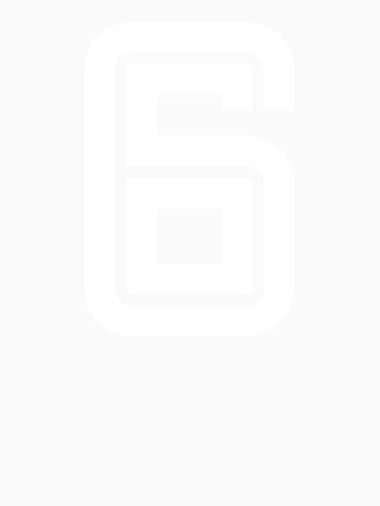 No. 6 / Player Number Six / Football Player Number 6 (White on Black) by STUDIO-72