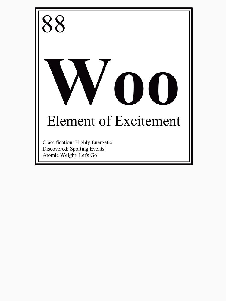 Woo - Element of Excitement - Funny Periodic Table Card by Estalon