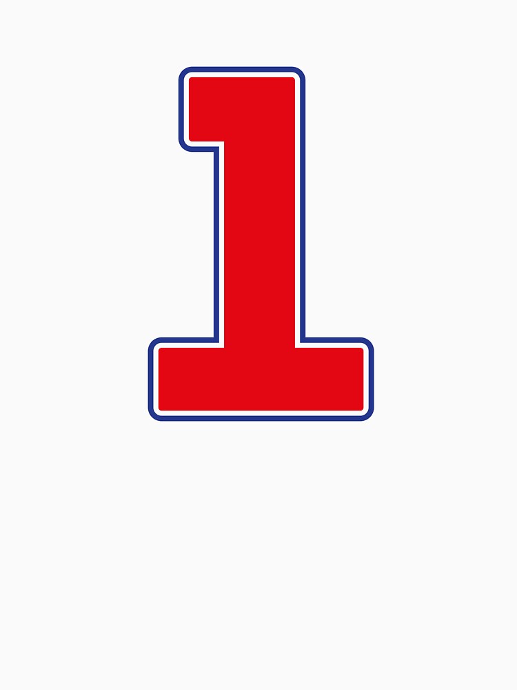 Jersey Number 1 / Player Shirt Number One (Red with Blue Outline) by STUDIO-72