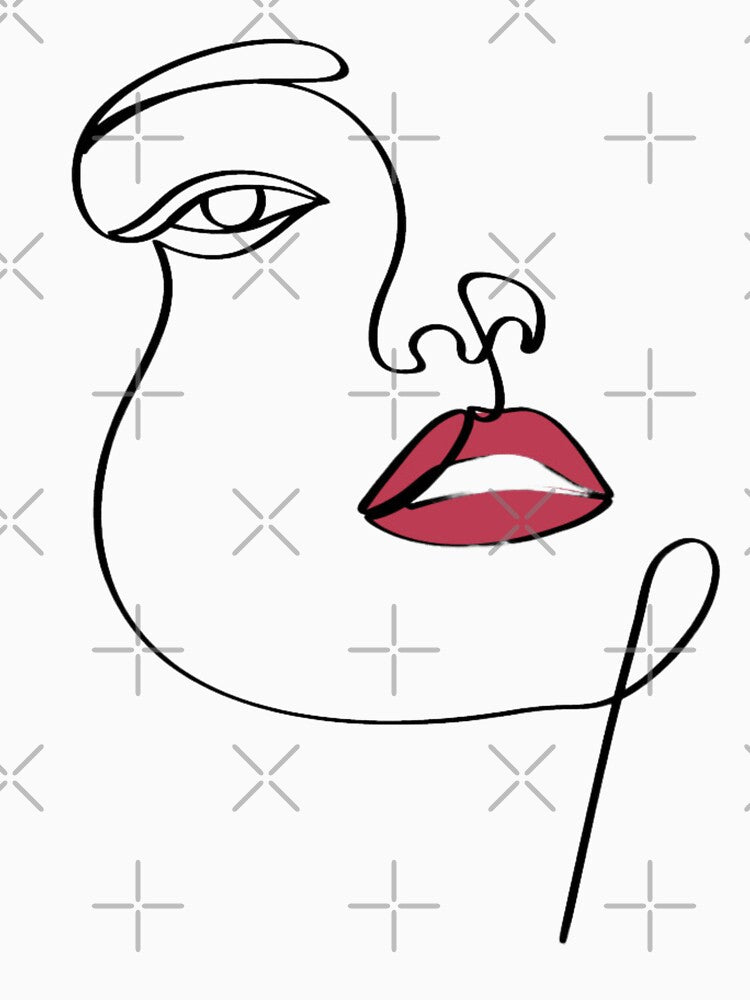 One Line Woman With Red Lips by MusesWhispers