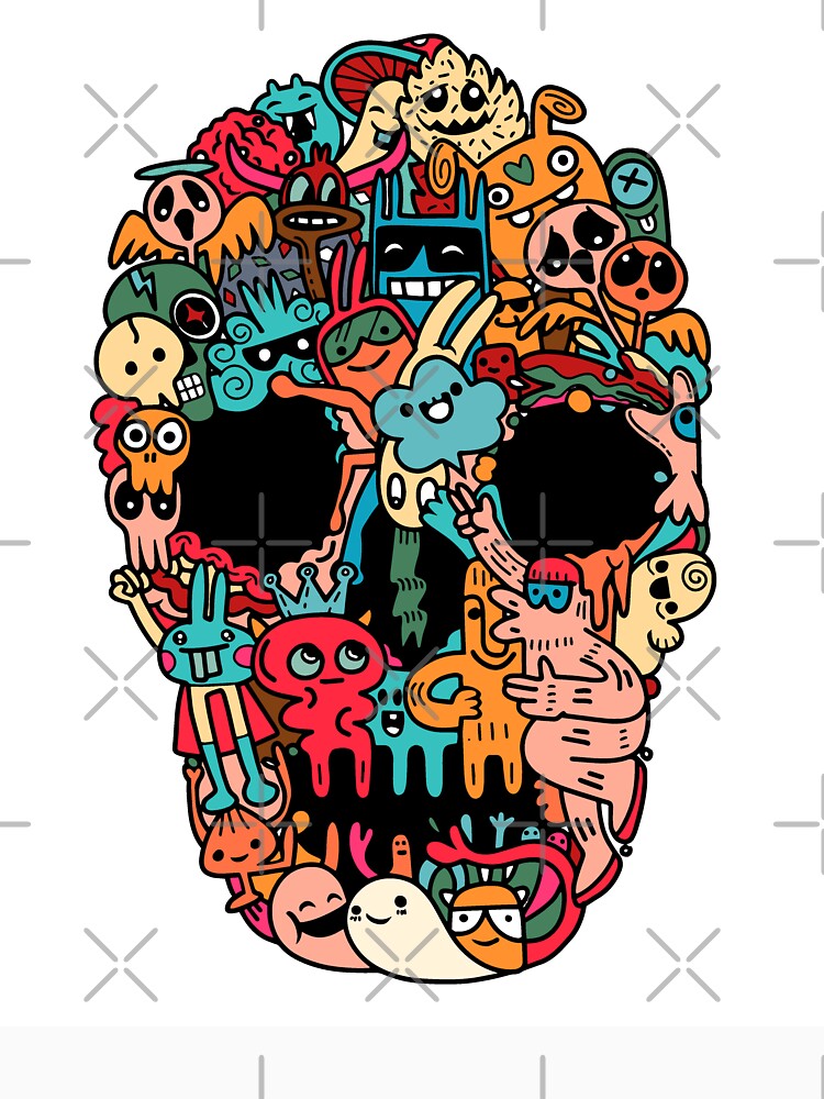 Hand Drawn Skull Made Cute Monster by Peekonet