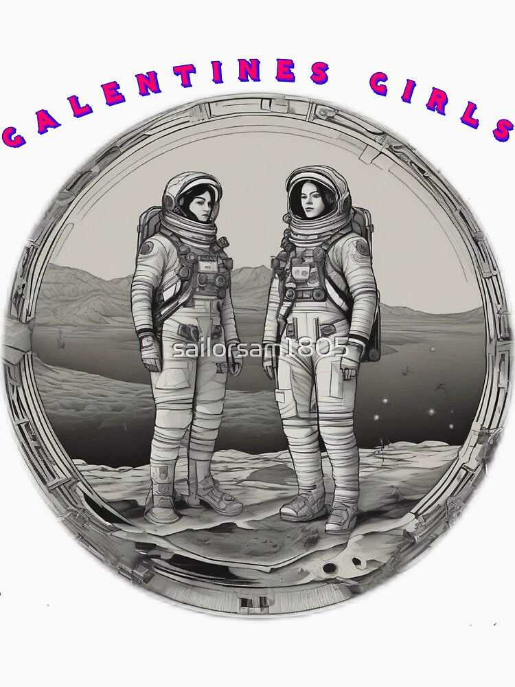 Black and white Super Cool Mars Spacewomen galentines girls thinking of galentines day gifts and exchanging galentines days wishes by sailorsam1805