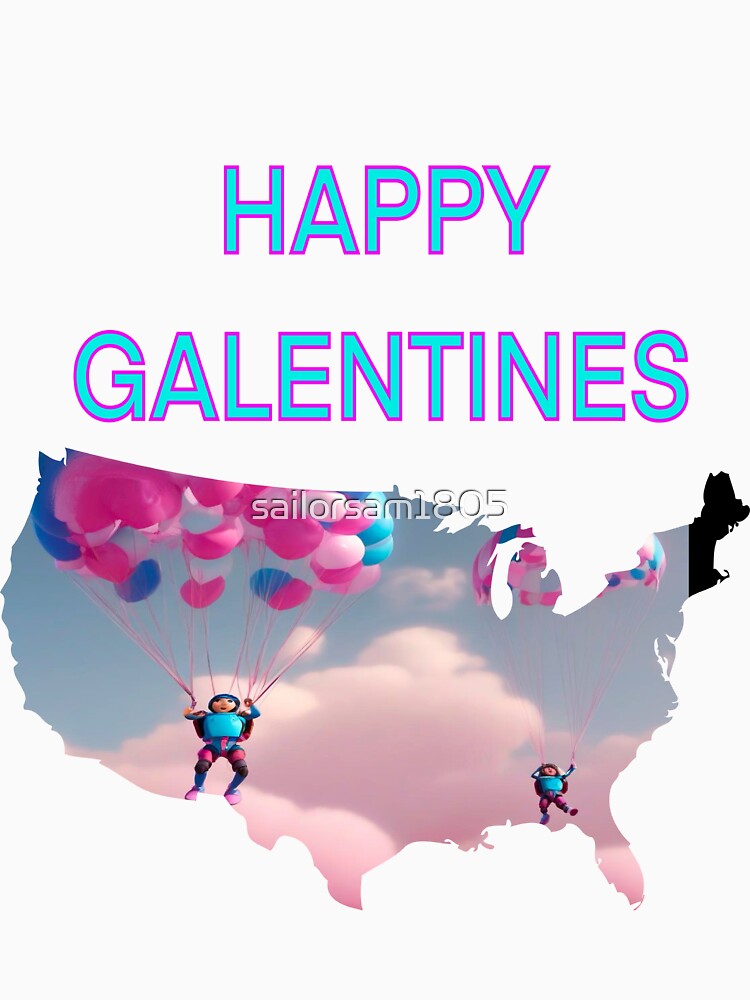 Colorful Parachuting Happy Galentines card, perfect gift idea for Galentines day by sailorsam1805