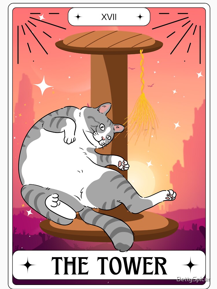 Tarot Card Tabby Cat The Tower by BettySpicer